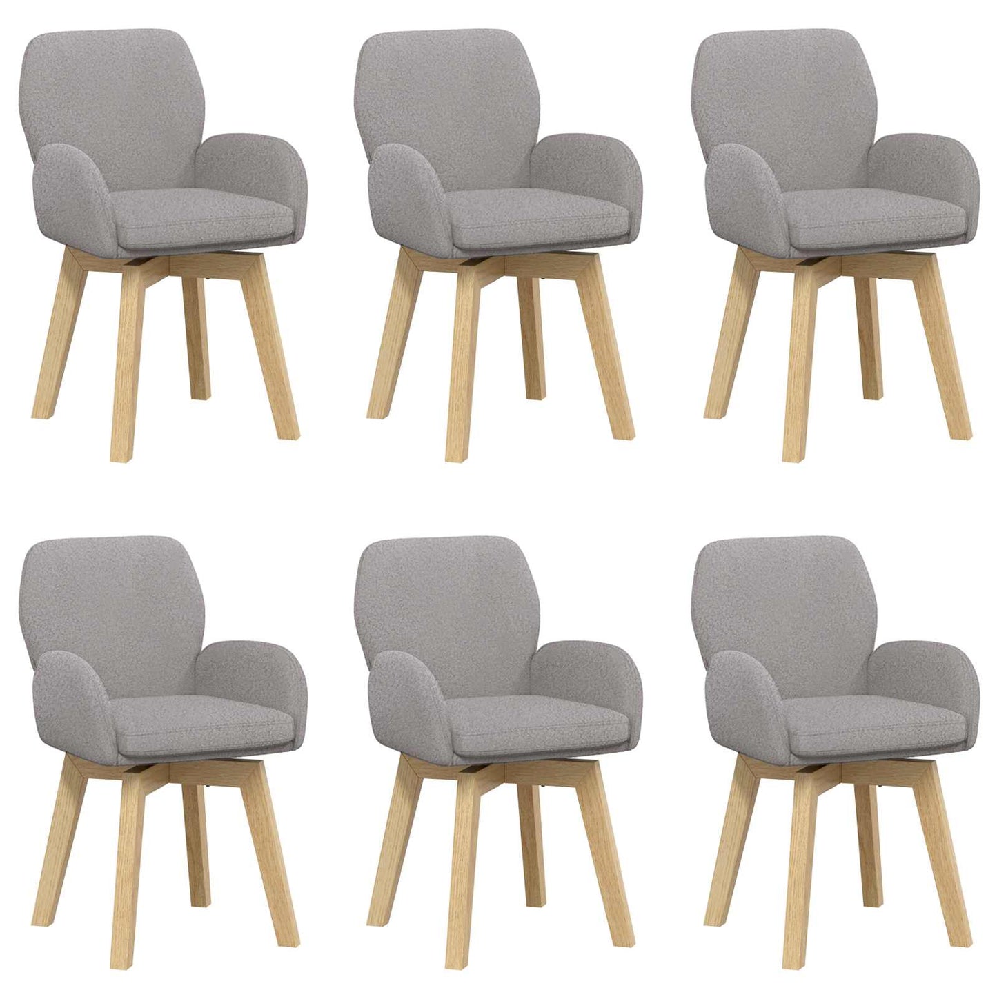 Draai Eetstoelen 6 pcs Bouclé Lichtgrijs 54 x 58 x 87 cm