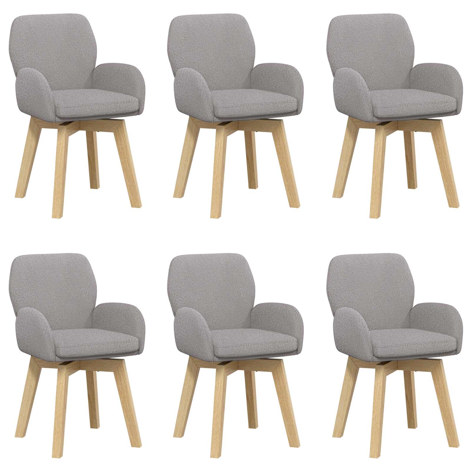 Draai Eetstoelen 6 pcs Bouclé Lichtgrijs 54 x 58 x 87 cm