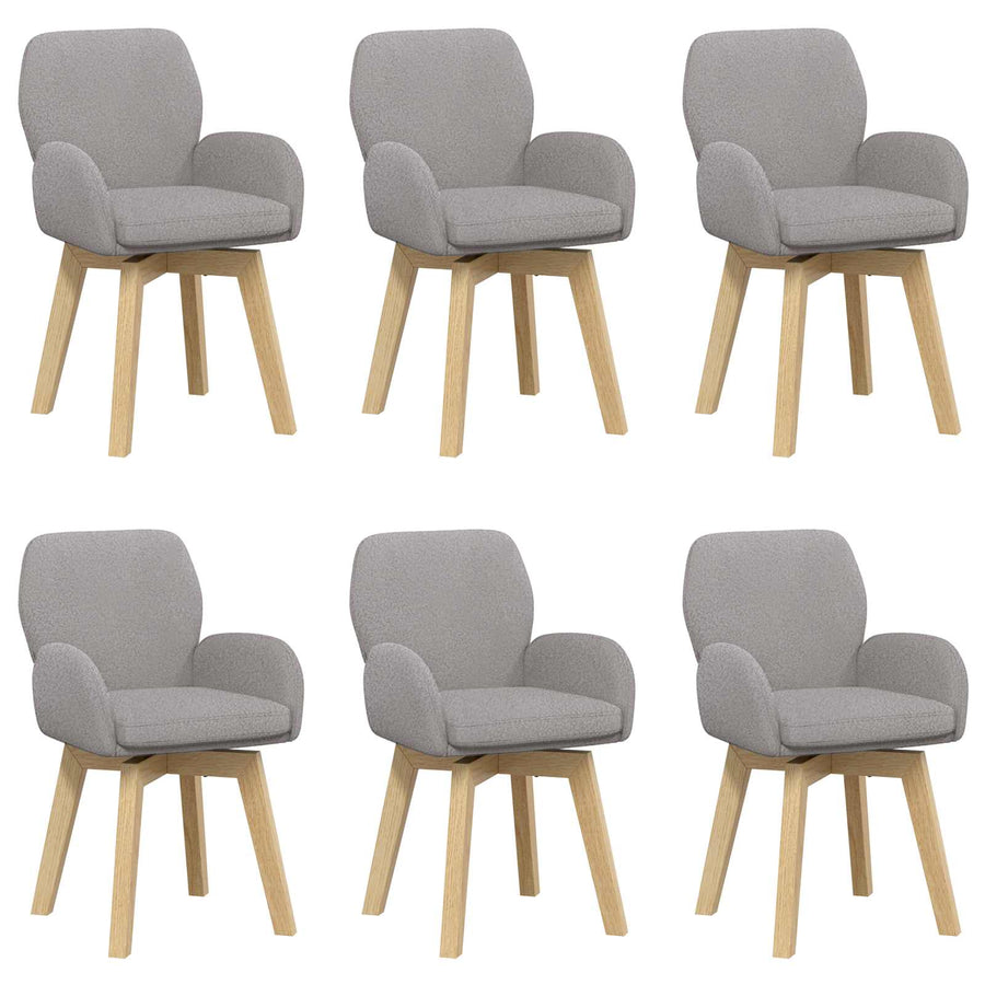Draai Eetstoelen 6 pcs Bouclé Lichtgrijs 54 x 58 x 87 cm