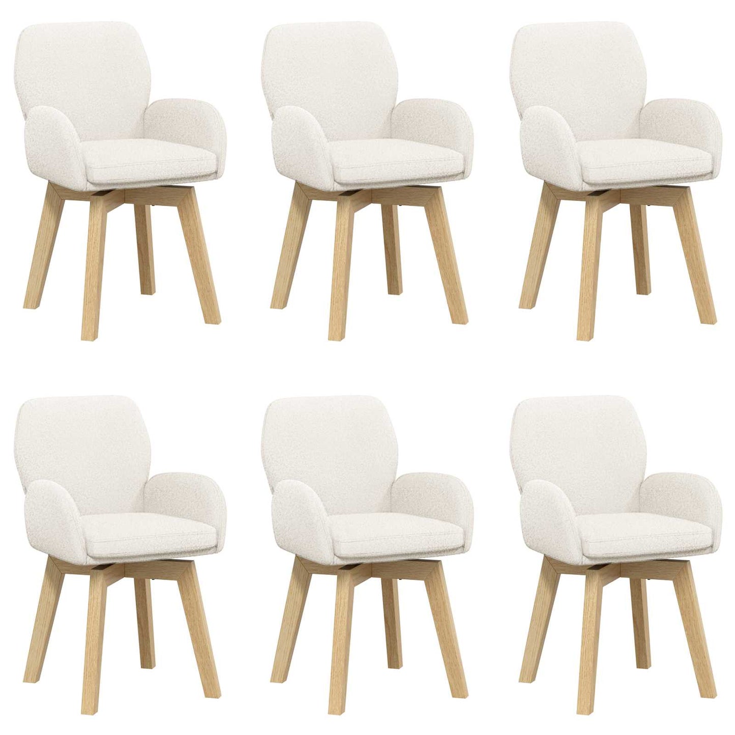 Draai Eetstoelen 6 pcs Bouclé Crèmekleurig 54 x 58 x 87 cm