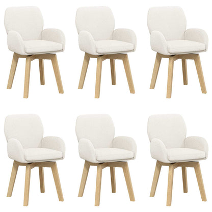 Draai Eetstoelen 6 pcs Bouclé Crèmekleurig 54 x 58 x 87 cm