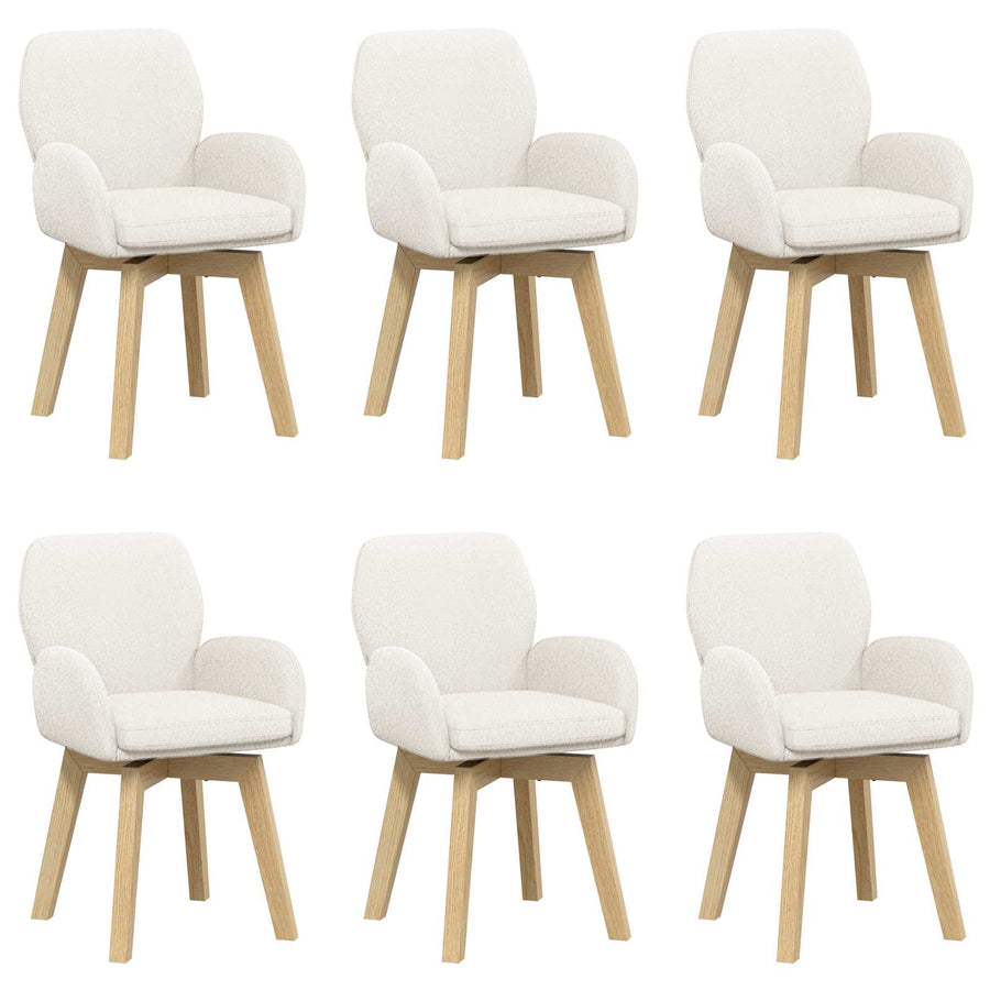 Draai Eetstoelen 6 pcs Bouclé Crèmekleurig 54 x 58 x 87 cm