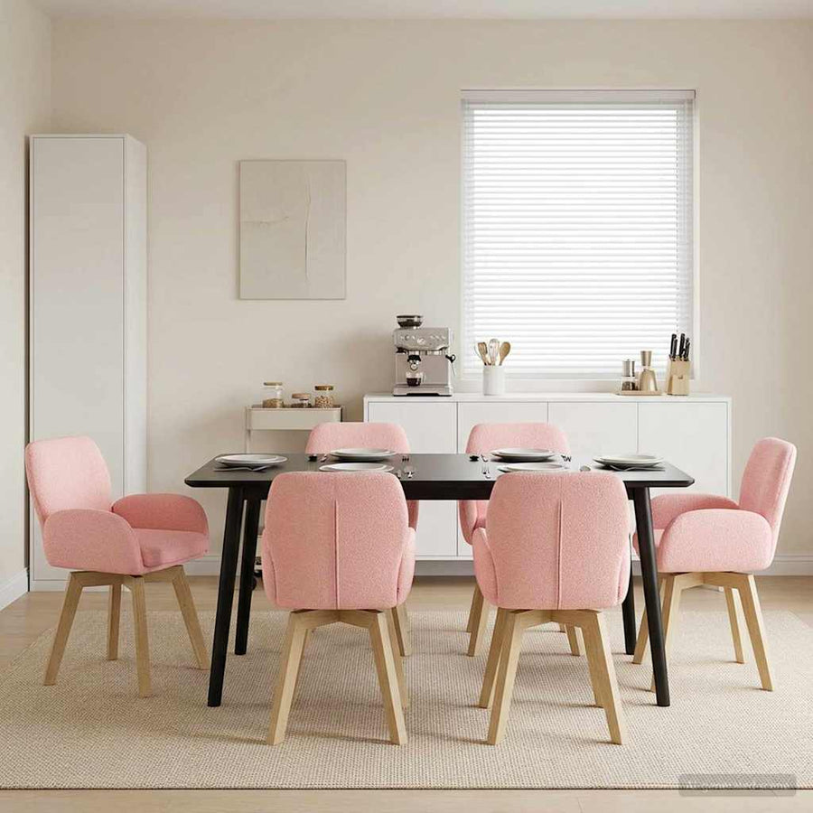 Draai Eetstoelen 6 pcs Bouclé Roze 54 x 58 x 87 cm