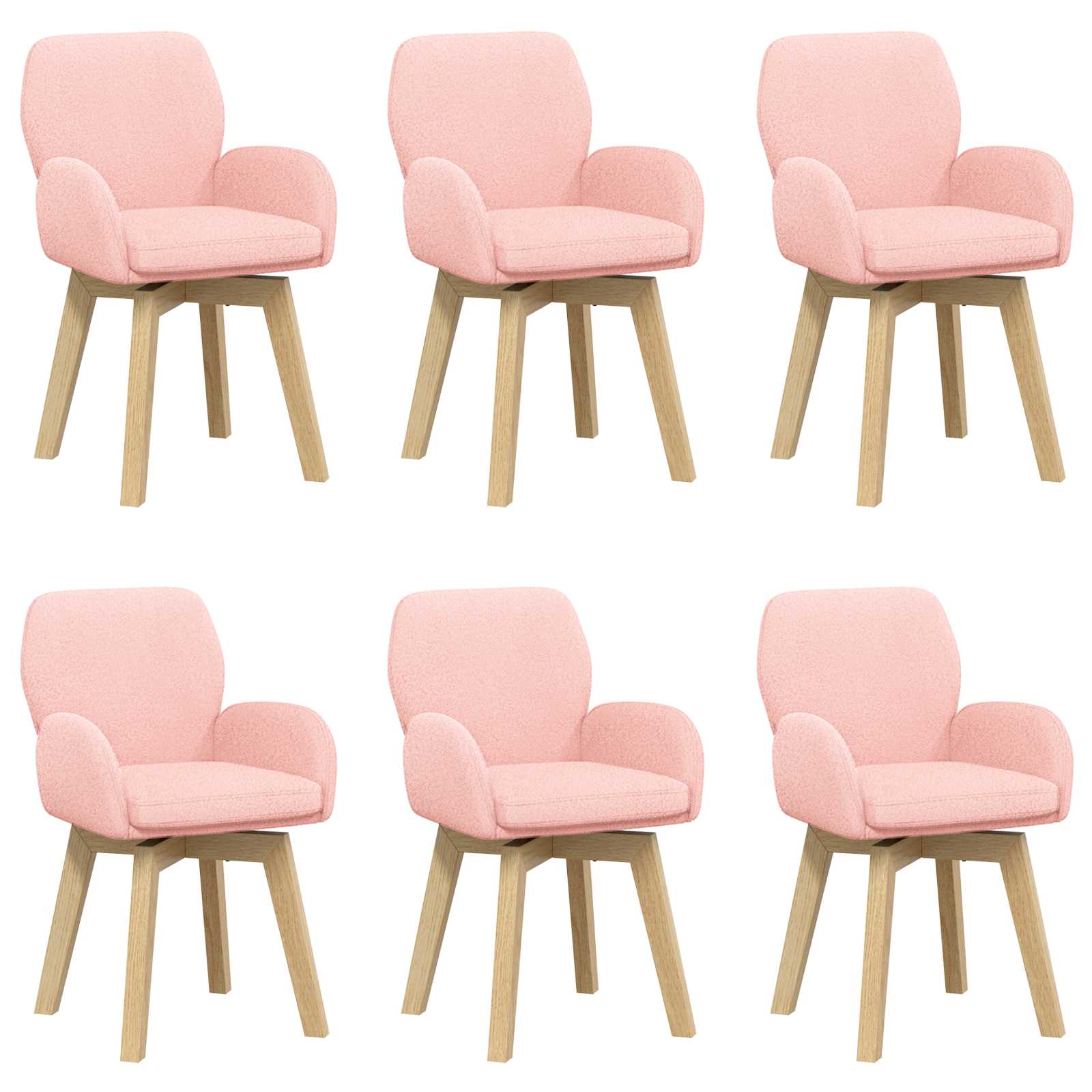 Draai Eetstoelen 6 pcs Bouclé Roze 54 x 58 x 87 cm