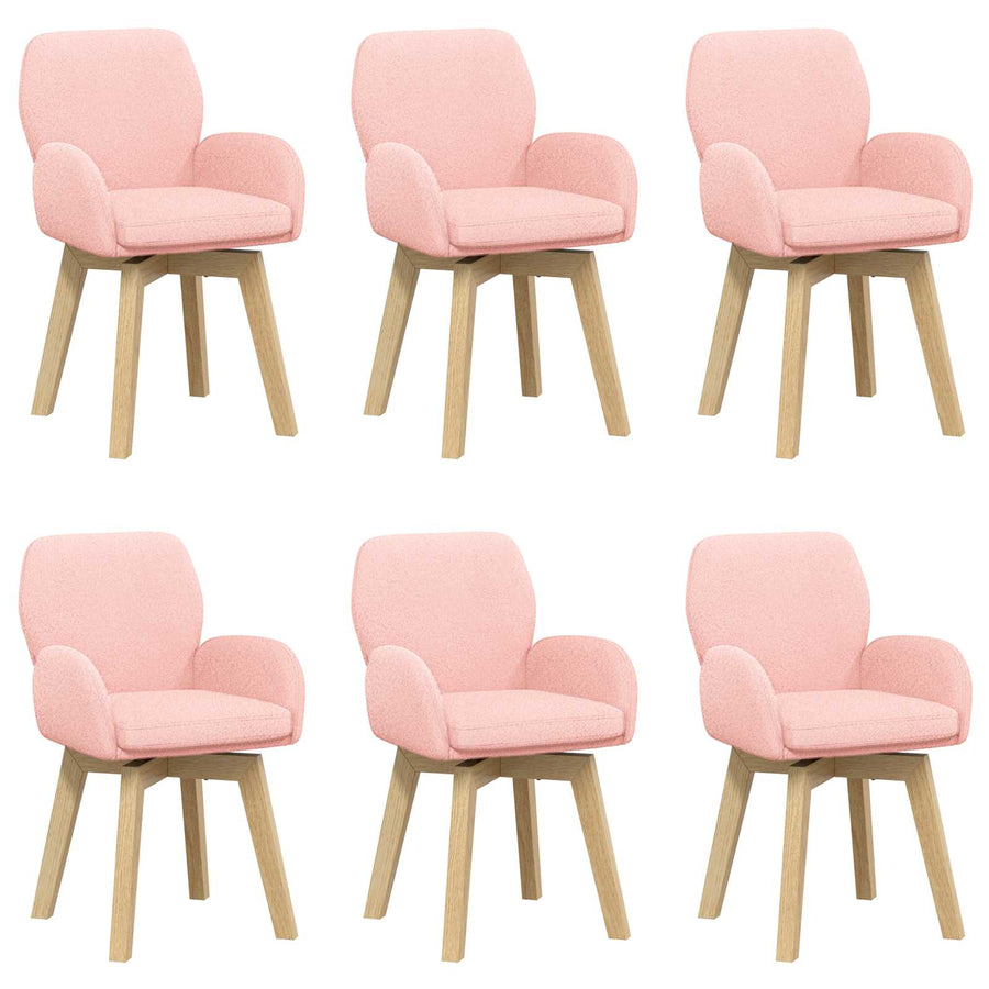 Draai Eetstoelen 6 pcs Bouclé Roze 54 x 58 x 87 cm