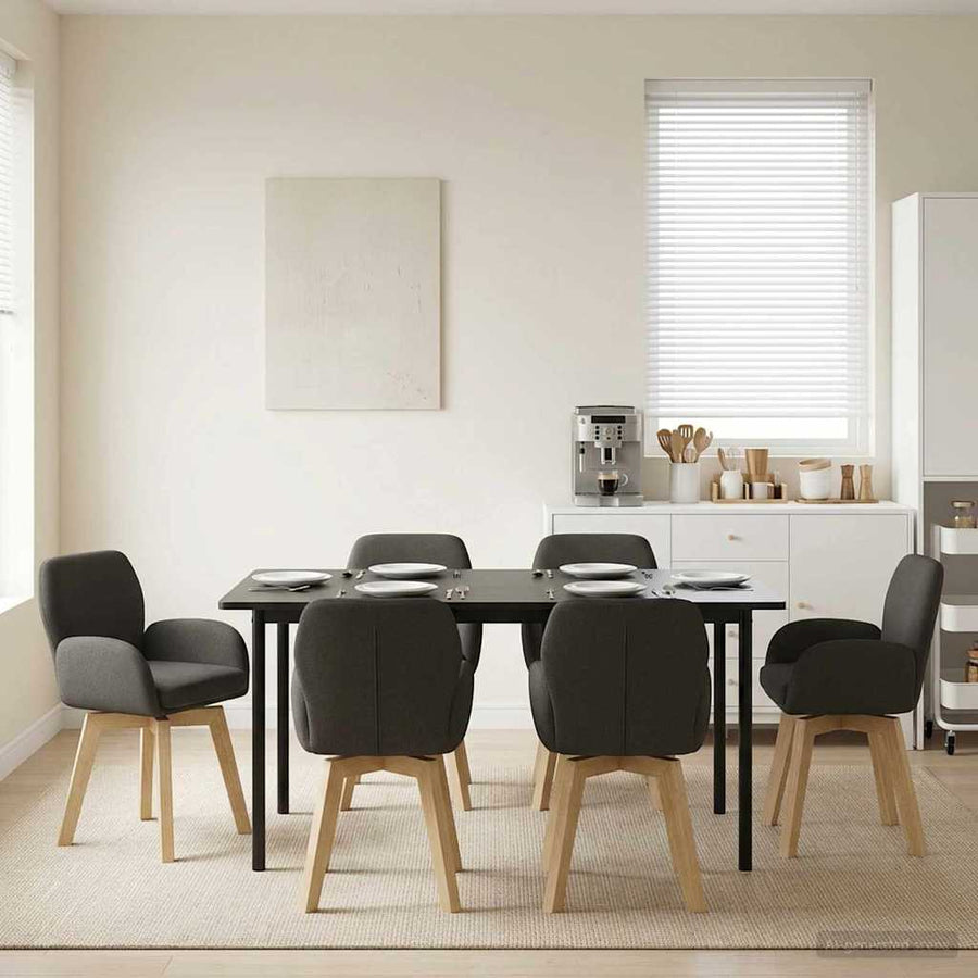 Draai Eetstoelen 6 pcs Bouclé Donkergrijs 54 x 58 x 87 cm
