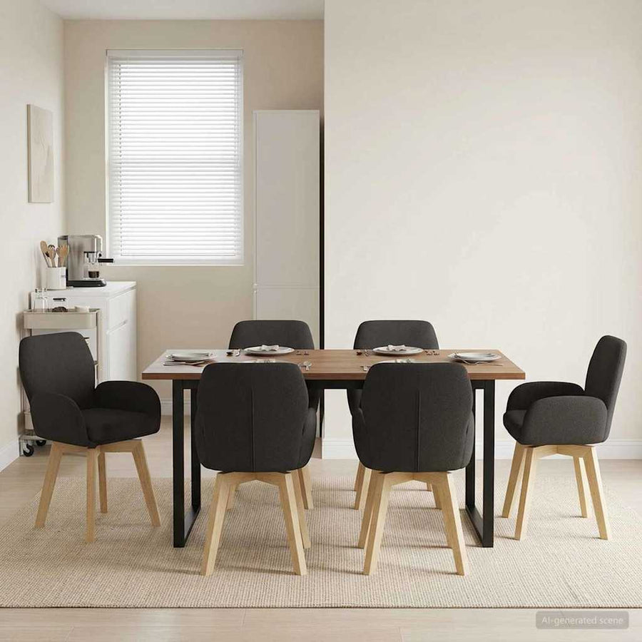 Draai Eetstoelen 6 pcs Bouclé Zwart 54 x 58 x 87 cm