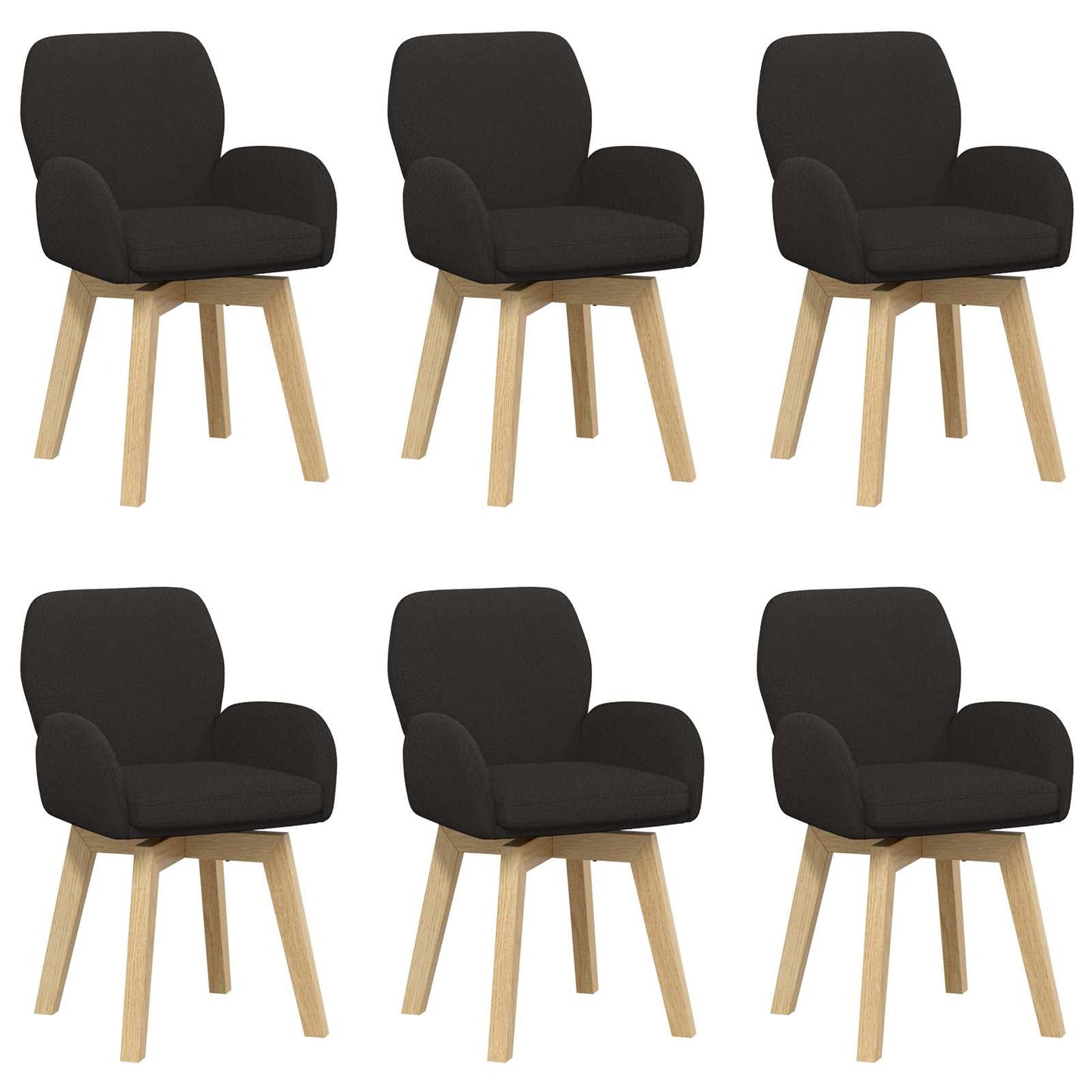 Draai Eetstoelen 6 pcs Bouclé Zwart 54 x 58 x 87 cm