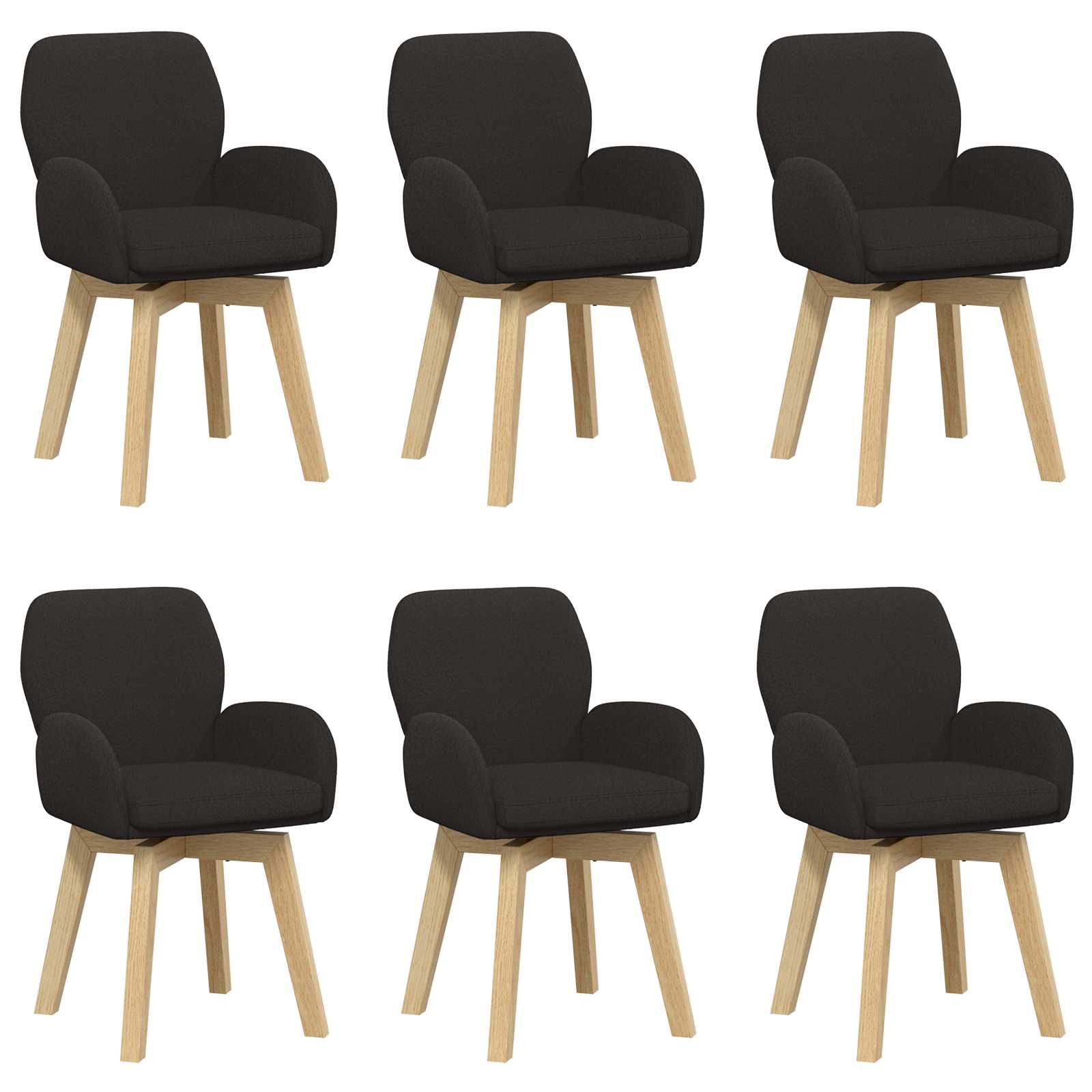 Draai Eetstoelen 6 pcs Bouclé Zwart 54 x 58 x 87 cm