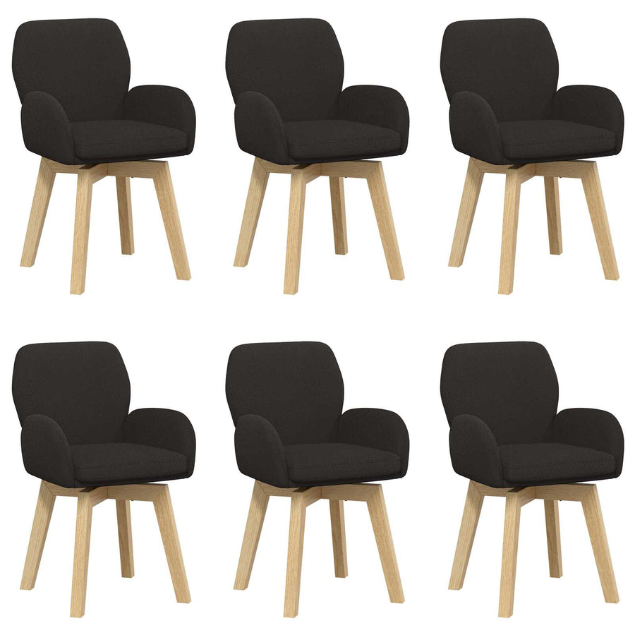 Draai Eetstoelen 6 pcs Bouclé Zwart 54 x 58 x 87 cm
