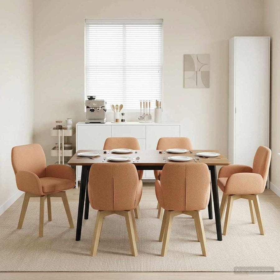 Draai Eetstoelen 6 pcs Bouclé Beige 54 x 58 x 87 cm