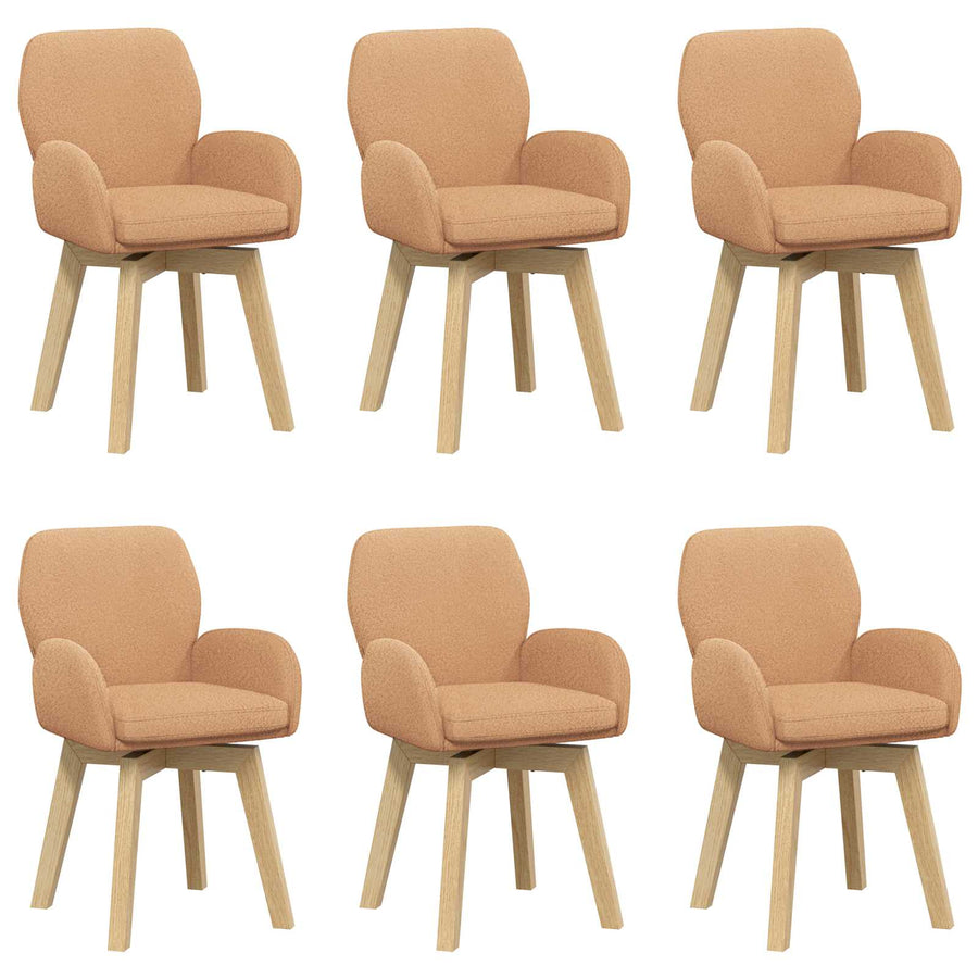 Draai Eetstoelen 6 pcs Bouclé Beige 54 x 58 x 87 cm