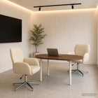 Draaiende Bureaustoelen 2 st 54 x 58 x 90 cm Crèmekleurig Stof