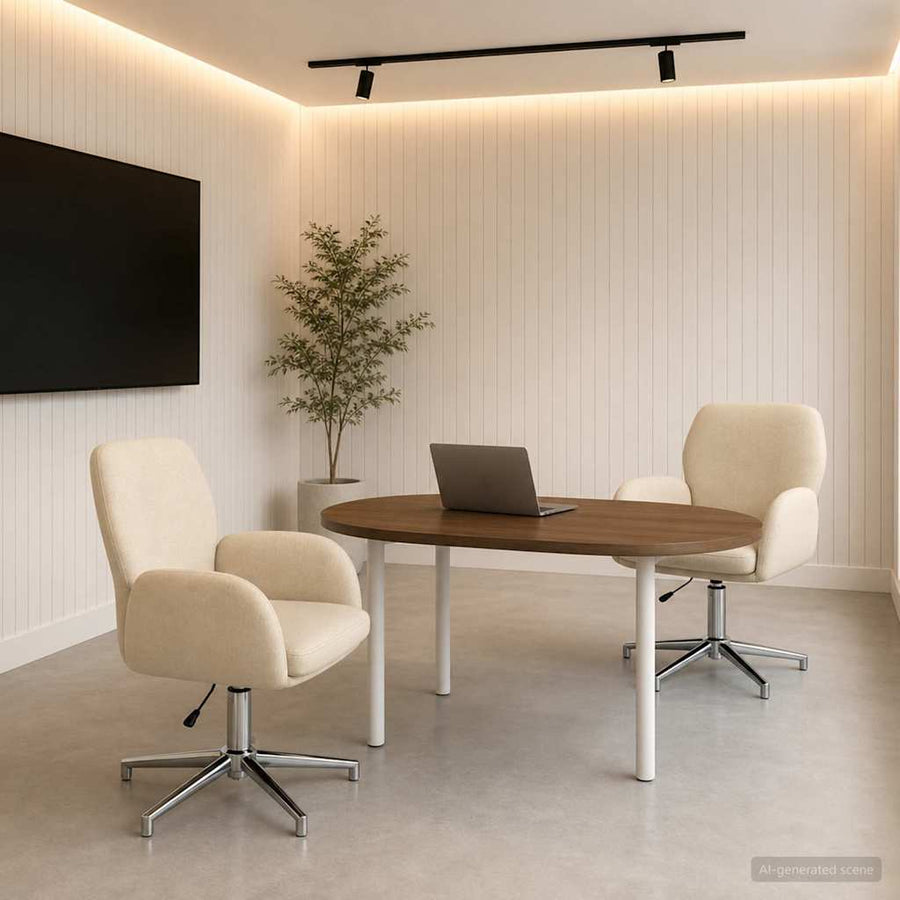 Draaiende Bureaustoelen 2 st 54 x 58 x 90 cm Crèmekleurig Stof