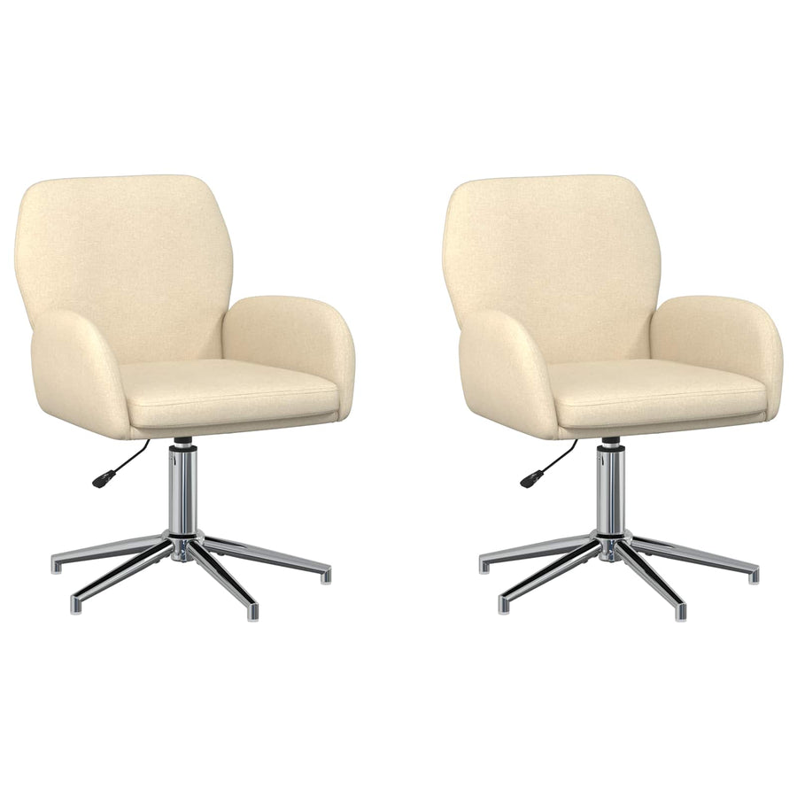 Draaiende Bureaustoelen 2 st 54 x 58 x 90 cm Crèmekleurig Stof