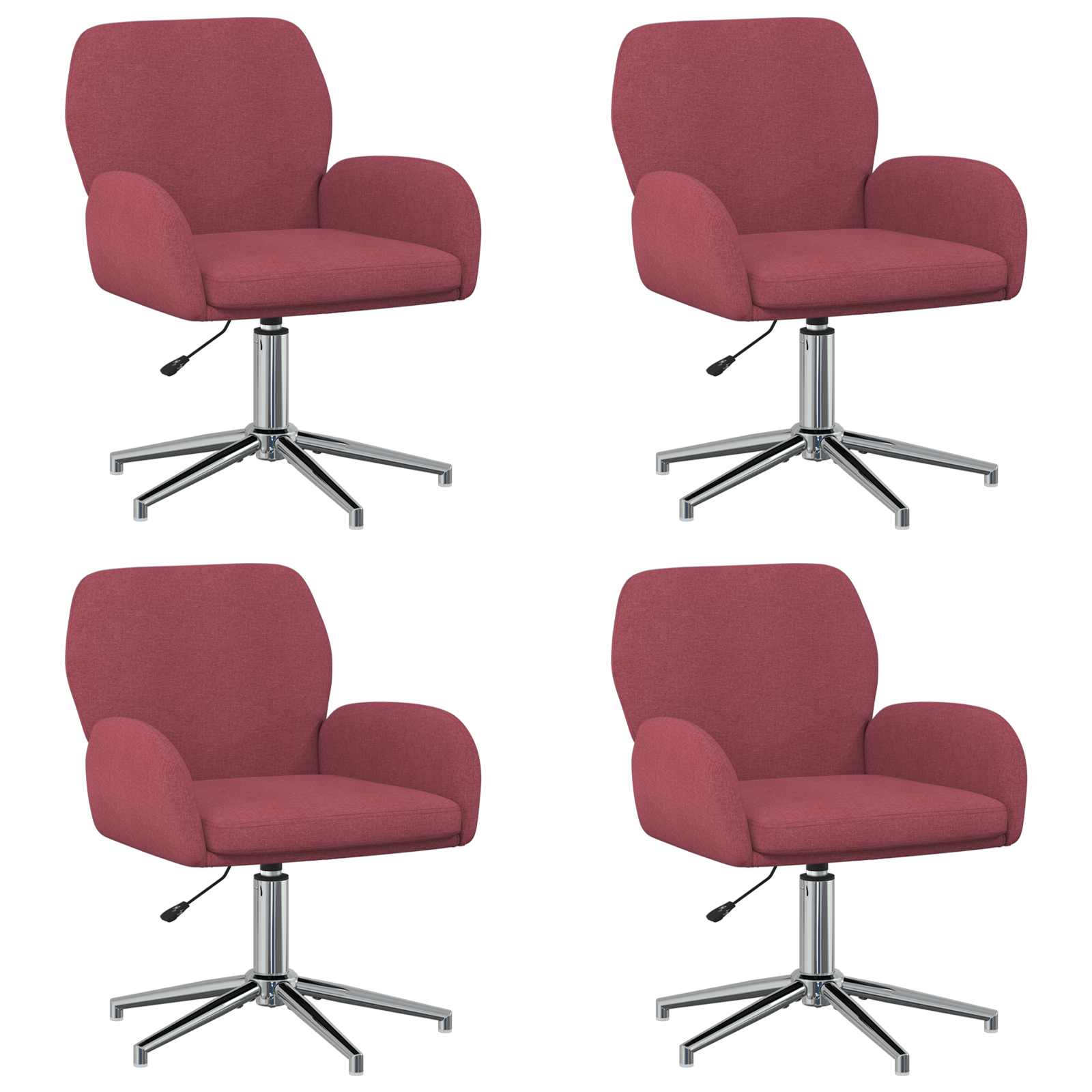Draaiende Bureaustoelen 4 st 54 x 58 x 90 cm Wijnrood Stof