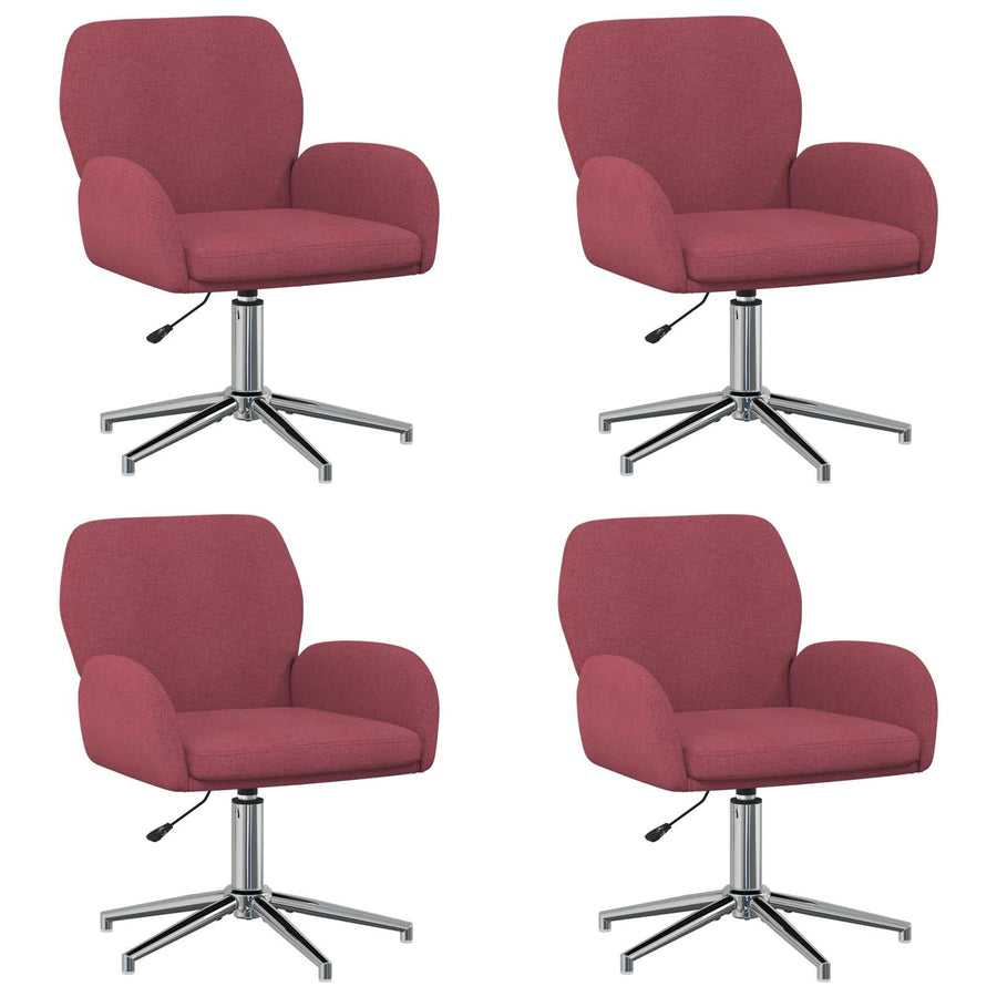 Draaiende Bureaustoelen 4 st 54 x 58 x 90 cm Wijnrood Stof