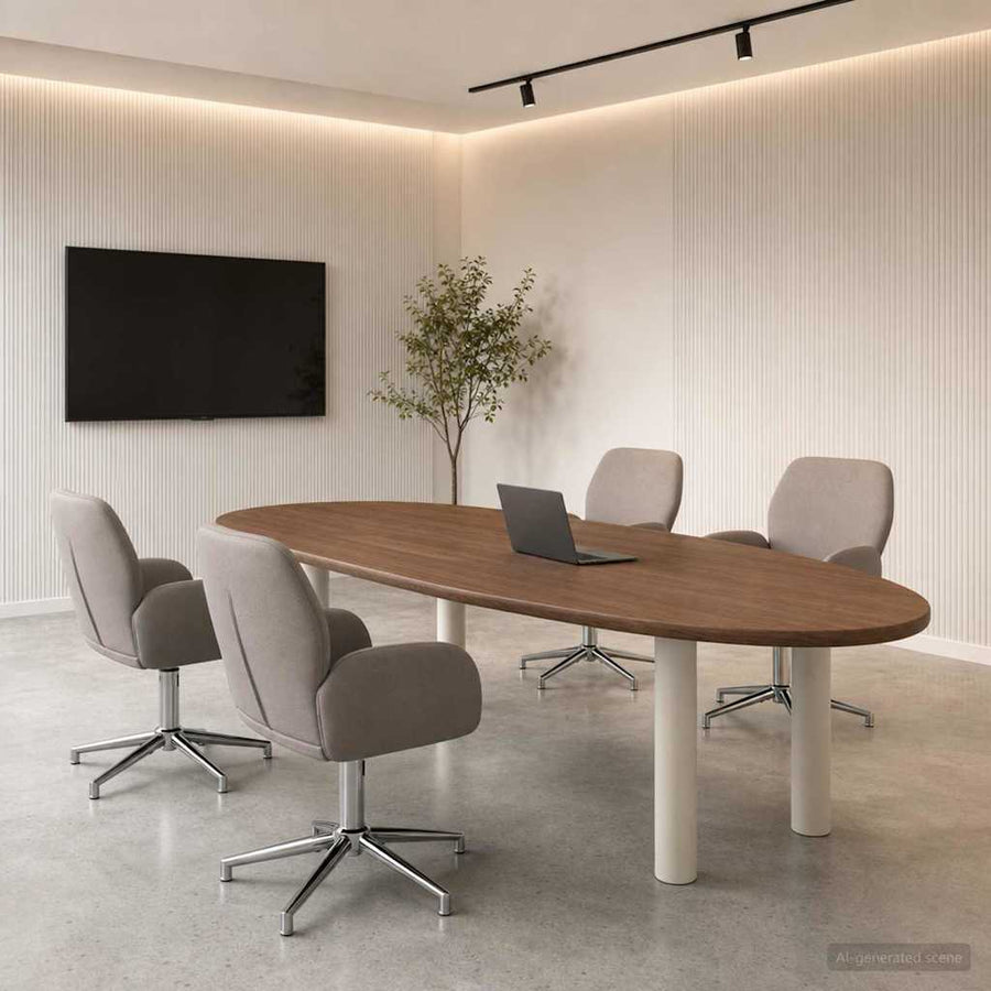 Draaiende Bureaustoelen 4 st 54 x 58 x 90 cm Taupe Stof