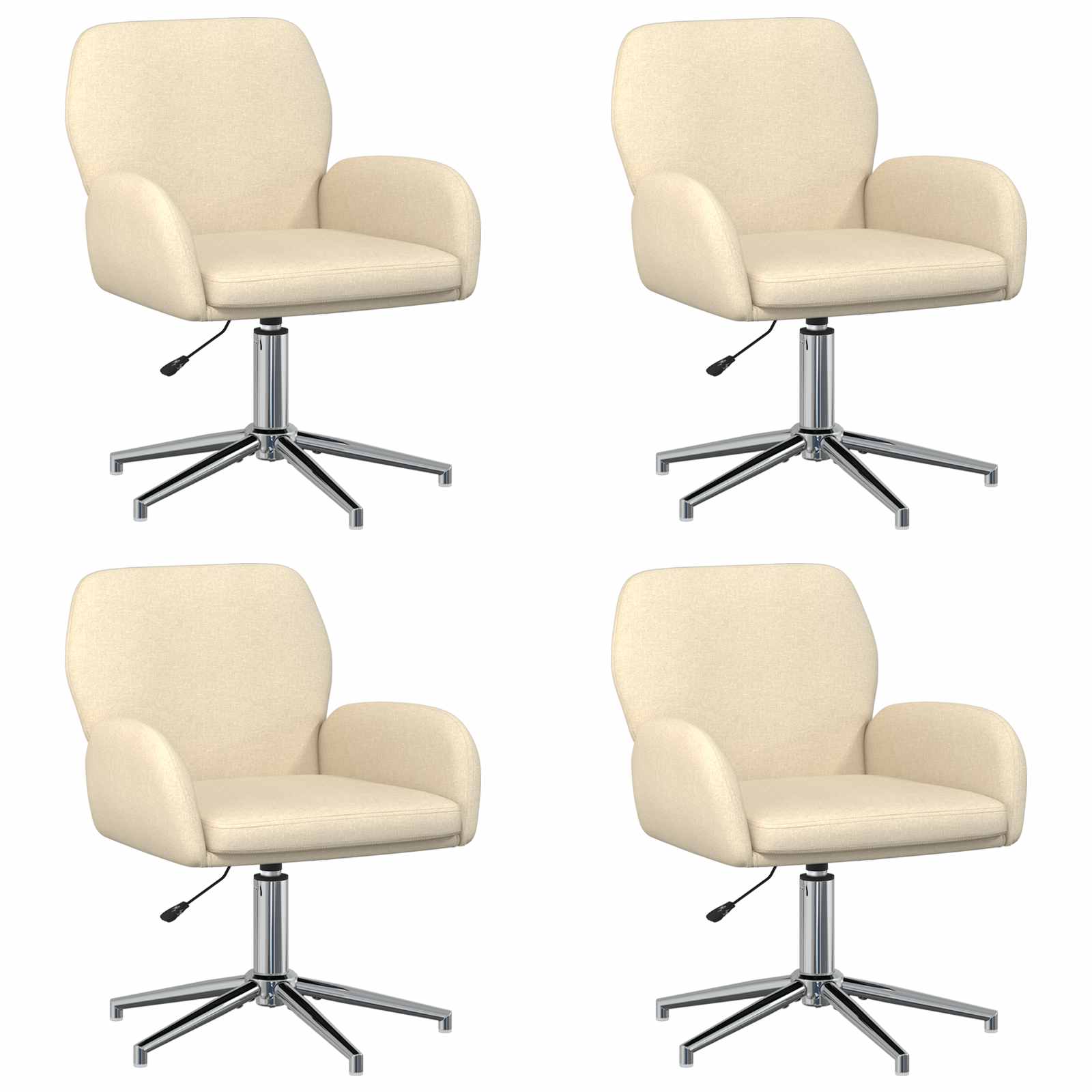 Draaiende Bureaustoelen 4 st 54 x 58 x 90 cm Crèmekleurig Stof