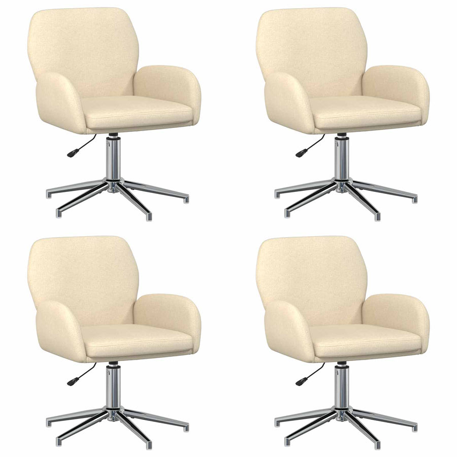 Draaiende Bureaustoelen 4 st 54 x 58 x 90 cm Crèmekleurig Stof