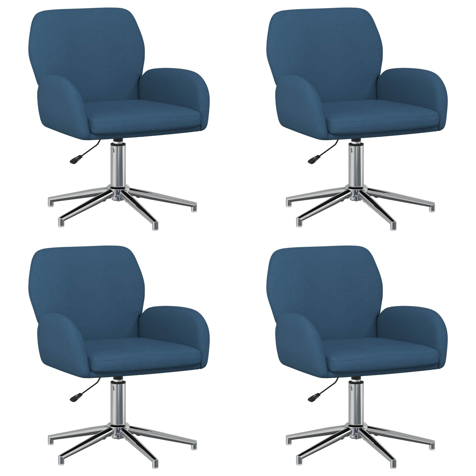 Draaiende Bureaustoelen 4 st 54 x 58 x 90 cm Blauw Stof