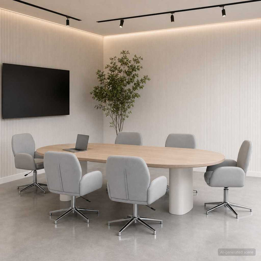 Draaiende Bureaustoelen 6 st 54 x 58 x 90 cm Lichtgrijs Stof