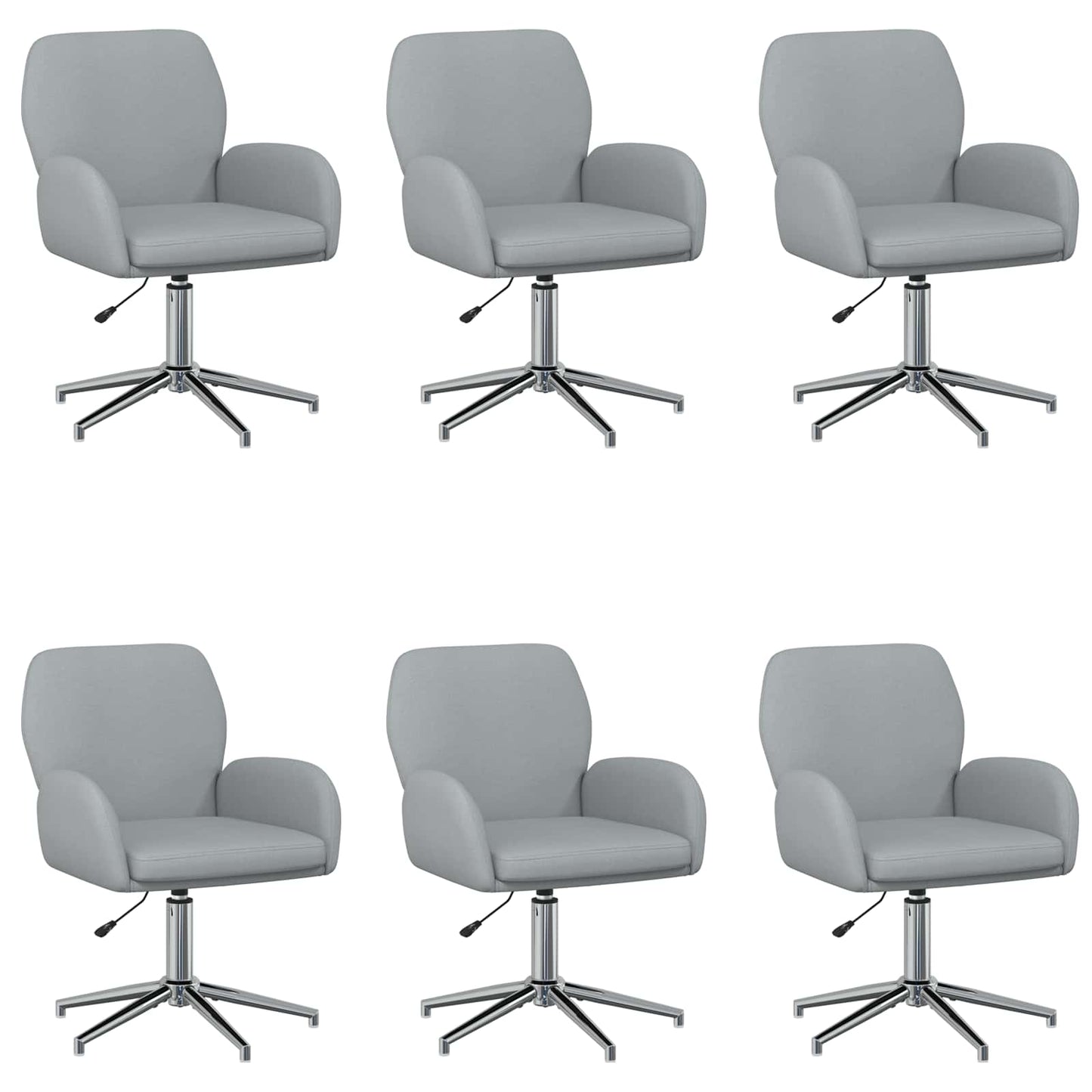 Draaiende Bureaustoelen 6 st 54 x 58 x 90 cm Lichtgrijs Stof