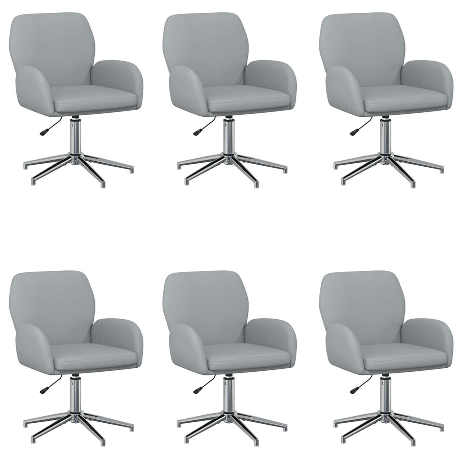 Draaiende Bureaustoelen 6 st 54 x 58 x 90 cm Lichtgrijs Stof