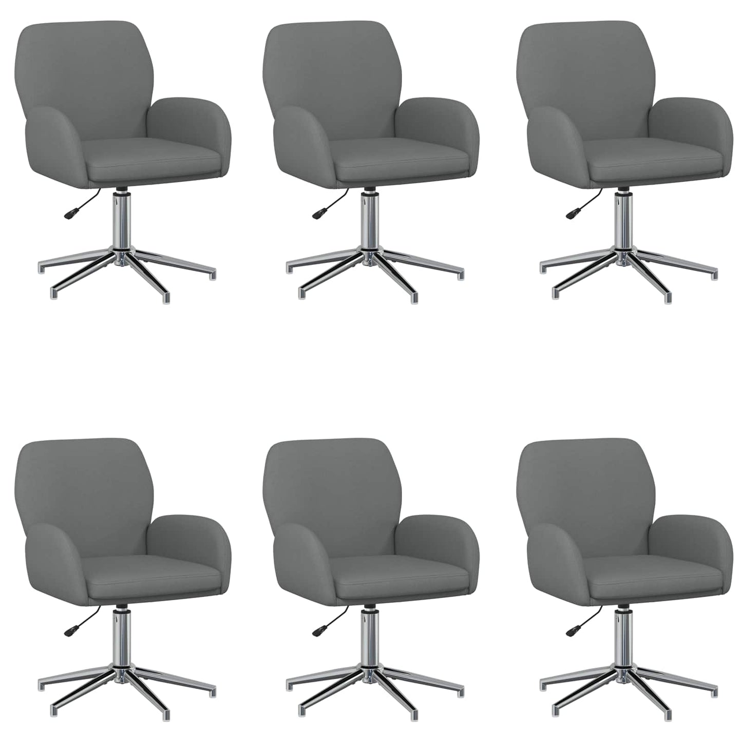 Draaiende Bureaustoelen 6 st 54 x 58 x 90 cm Donkergrijs Stof