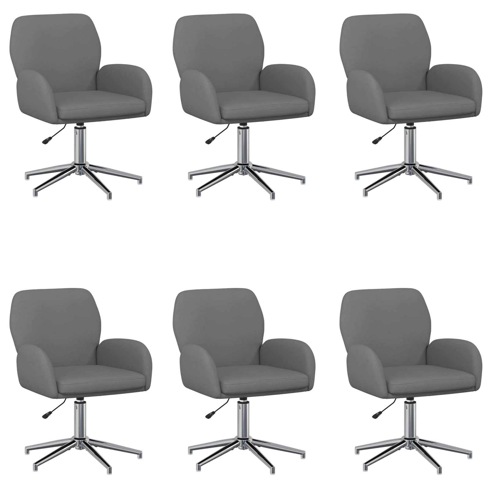 Draaiende Bureaustoelen 6 st 54 x 58 x 90 cm Donkergrijs Stof
