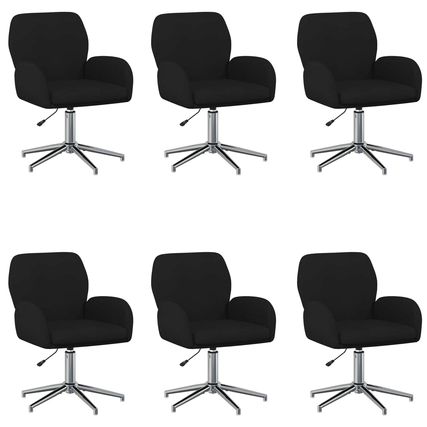 Draaiende Bureaustoelen 6 st 54 x 58 x 90 cm Zwart Stof
