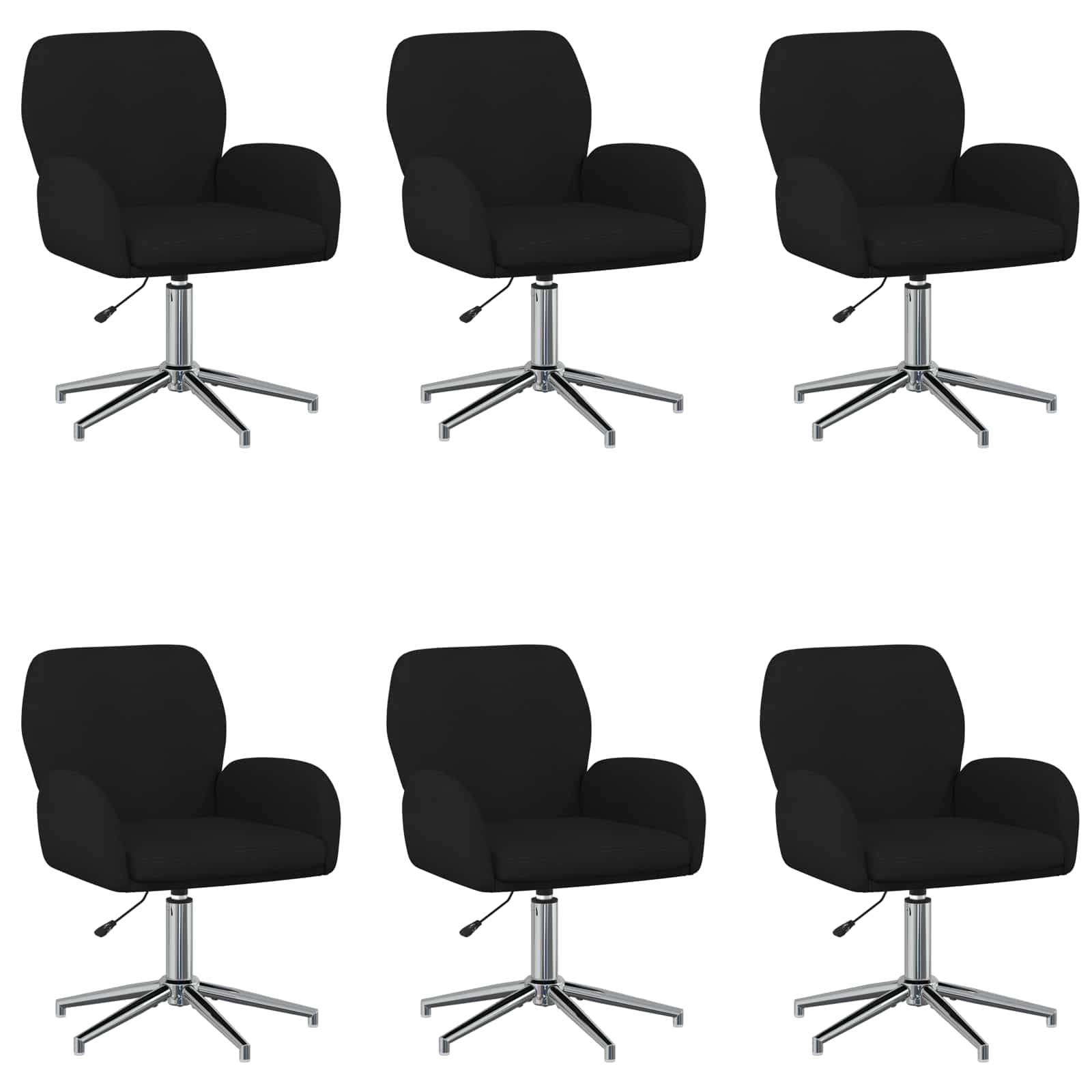 Draaiende Bureaustoelen 6 st 54 x 58 x 90 cm Zwart Stof