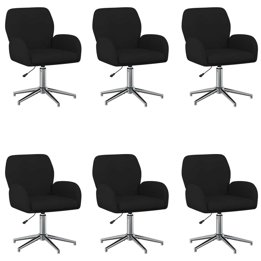 Draaiende Bureaustoelen 6 st 54 x 58 x 90 cm Zwart Stof