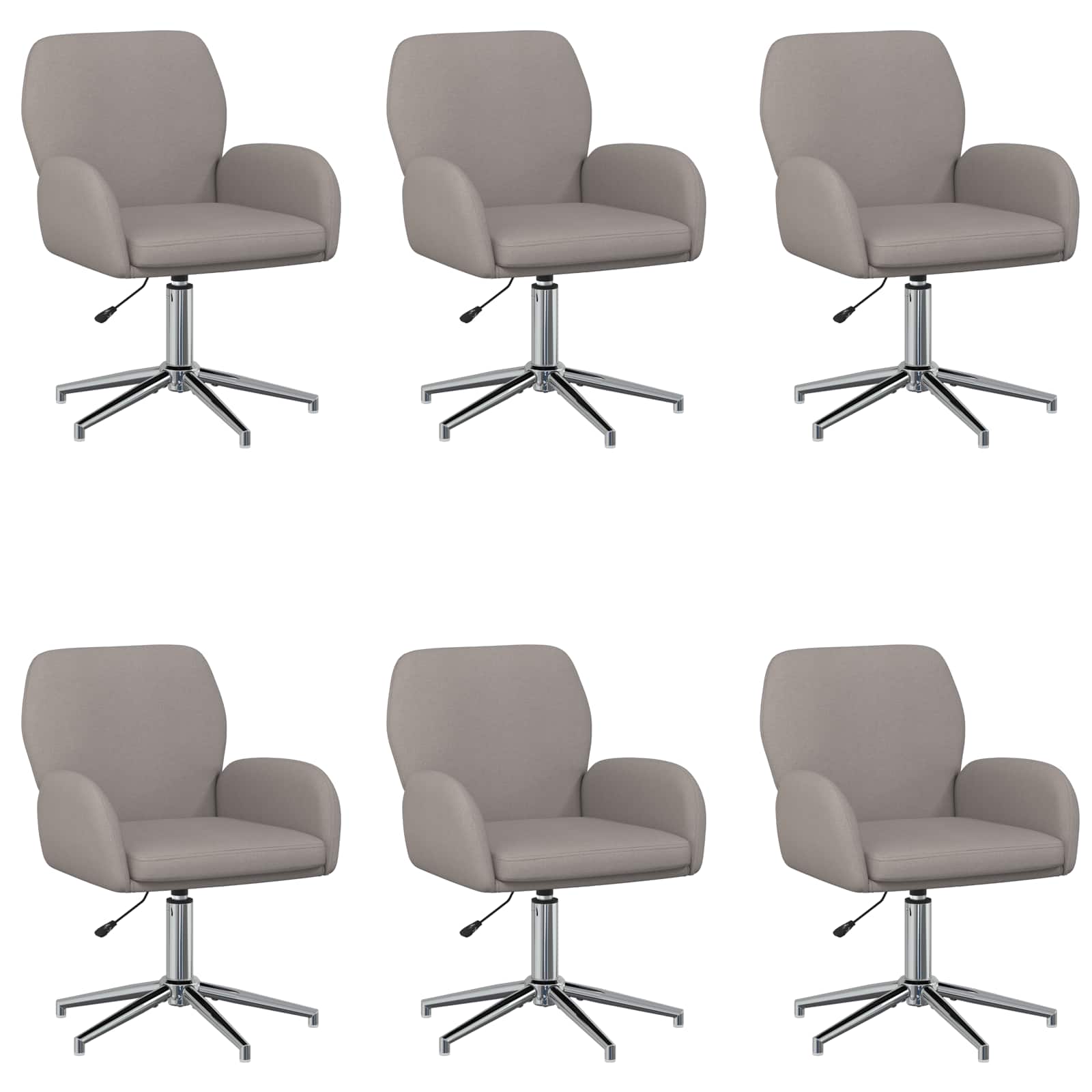 Draaiende Bureaustoelen 6 st 54 x 58 x 90 cm Taupe Stof