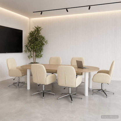 Draaiende Bureaustoelen 6 st 54 x 58 x 90 cm Crèmekleurig Stof