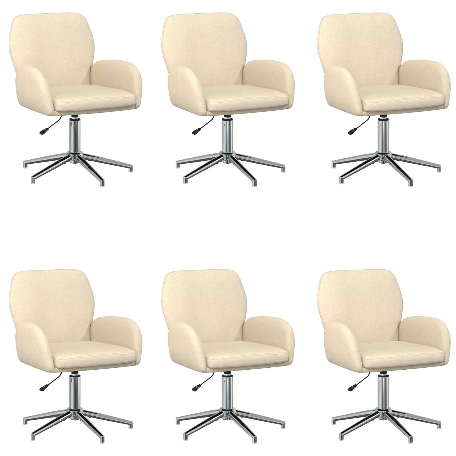 Draaiende Bureaustoelen 6 st 54 x 58 x 90 cm Crèmekleurig Stof