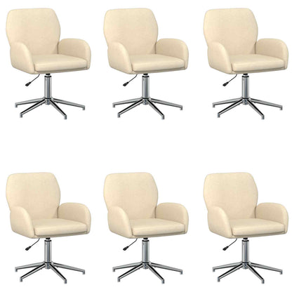 Draaiende Bureaustoelen 6 st 54 x 58 x 90 cm Crèmekleurig Stof