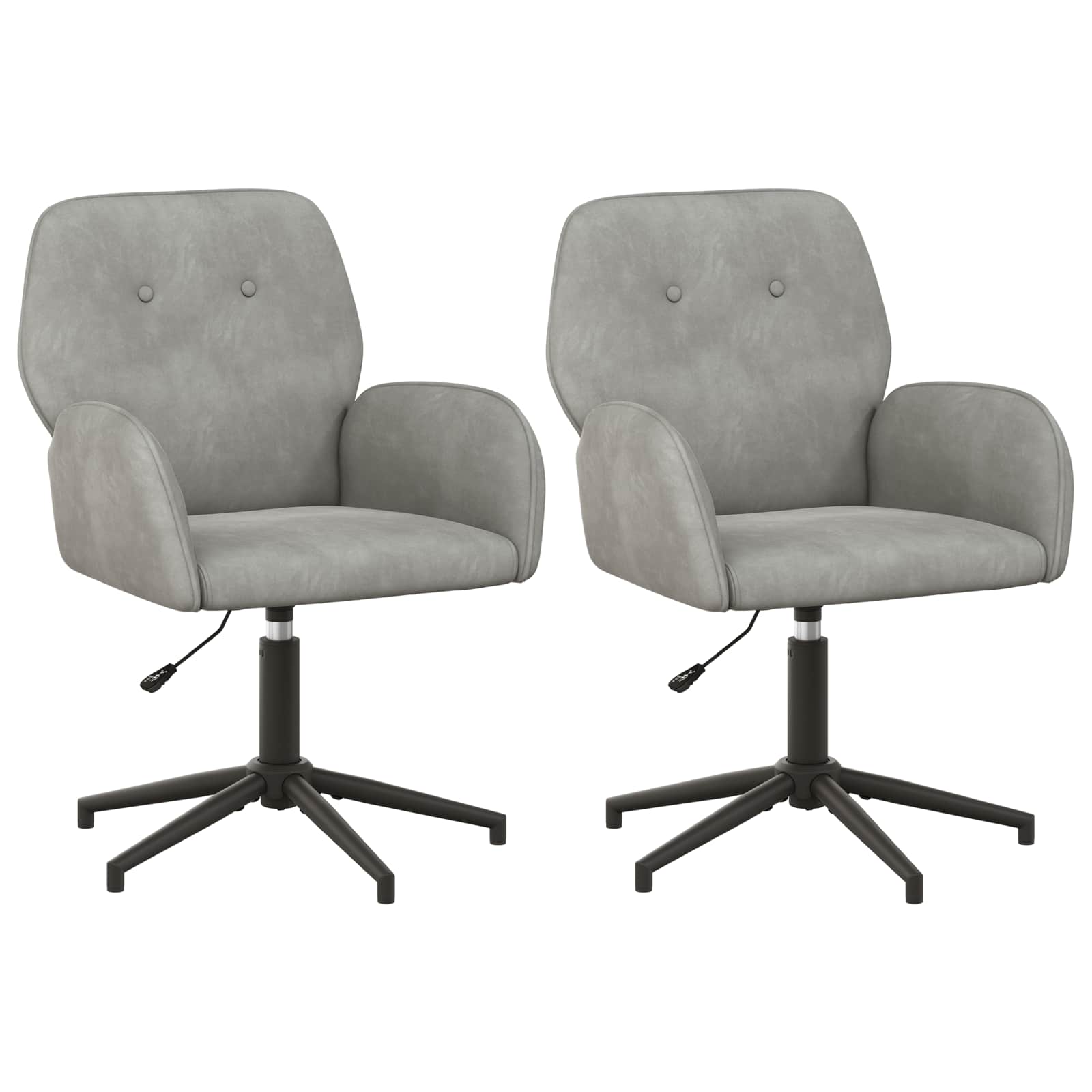 Draaiende Bureaustoelen 2 st 54 x 55 x 90 cm Lichtgrijs fluweel