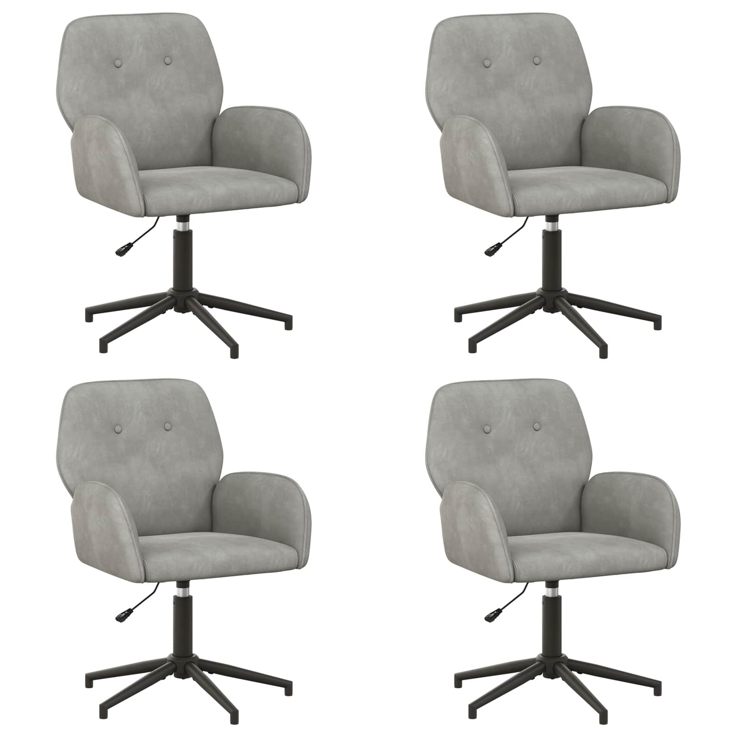 Draaiende Bureaustoelen 4 st 54 x 55 x 90 cm Lichtgrijs fluweel