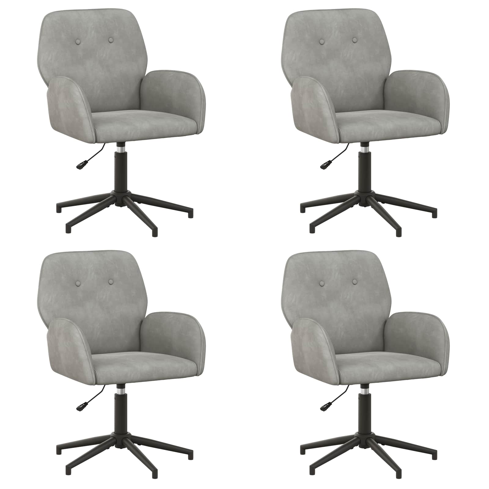 Draaiende Bureaustoelen 4 st 54 x 55 x 90 cm Lichtgrijs fluweel