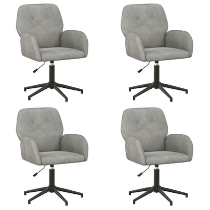 Draaiende Bureaustoelen 4 st 54 x 55 x 90 cm Lichtgrijs fluweel