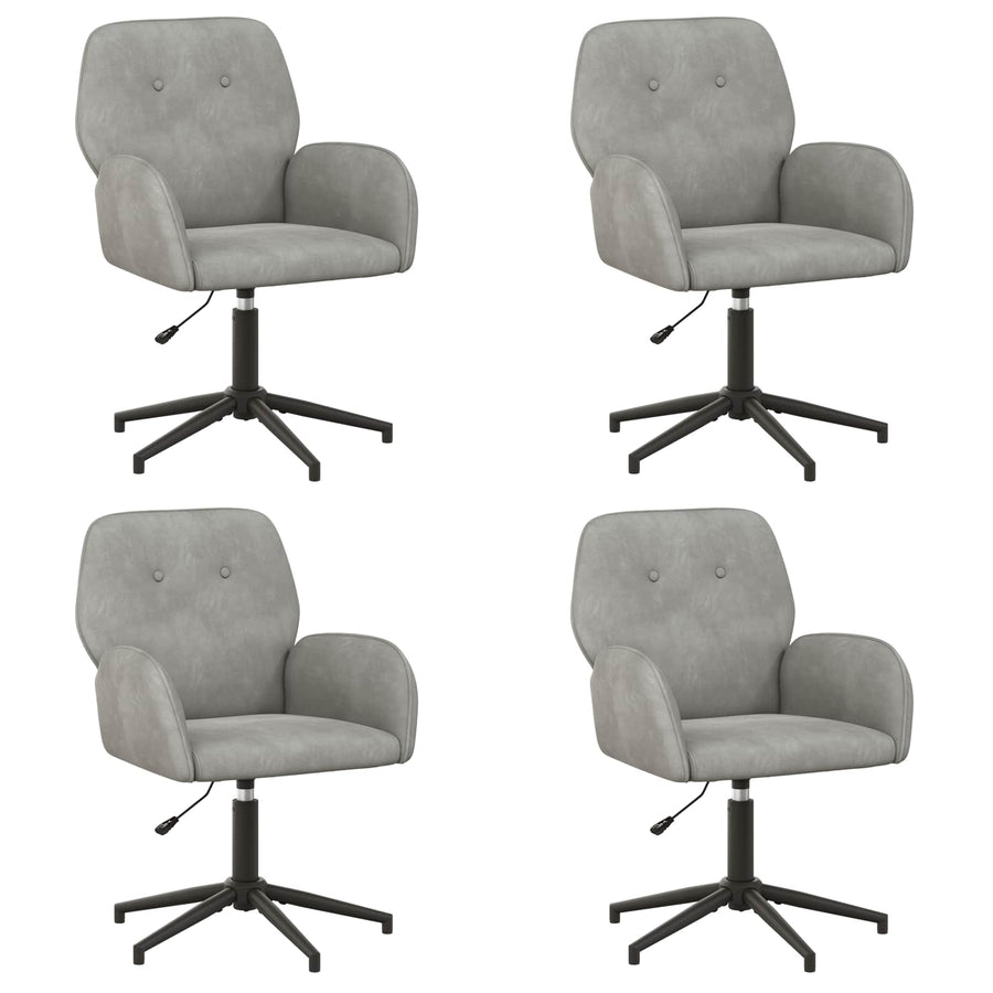 Draaiende Bureaustoelen 4 st 54 x 55 x 90 cm Lichtgrijs fluweel