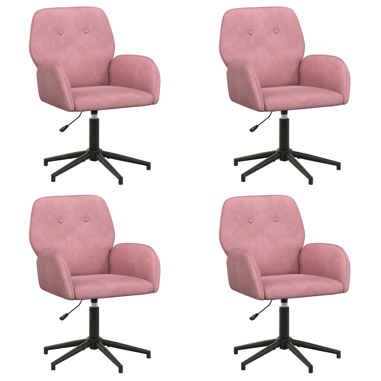 Draaiende Bureaustoelen 4 st 54 x 55 x 90 cm Roze fluweel