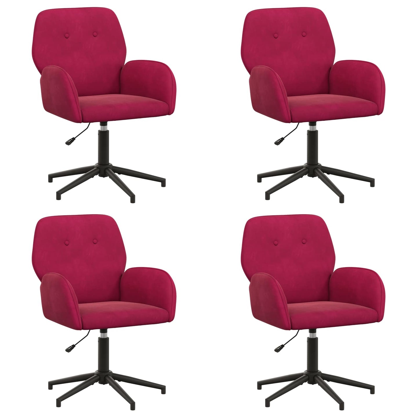 Draaiende Bureaustoelen 4 st 54 x 55 x 90 cm Wijnrood fluweel