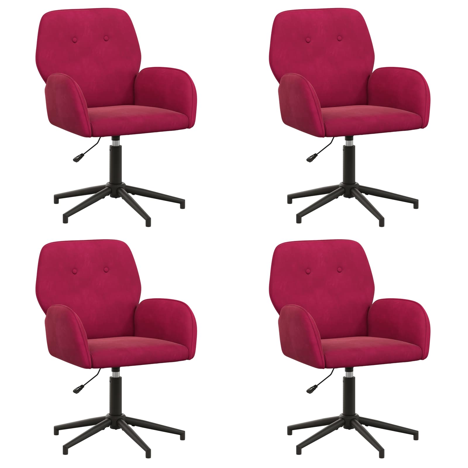 Draaiende Bureaustoelen 4 st 54 x 55 x 90 cm Wijnrood fluweel