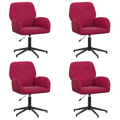 Draaiende Bureaustoelen 4 st 54 x 55 x 90 cm Wijnrood fluweel