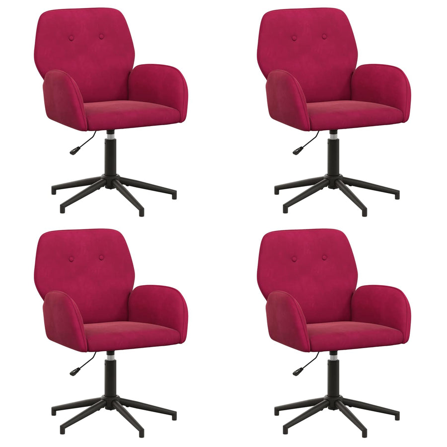 Draaiende Bureaustoelen 4 st 54 x 55 x 90 cm Wijnrood fluweel