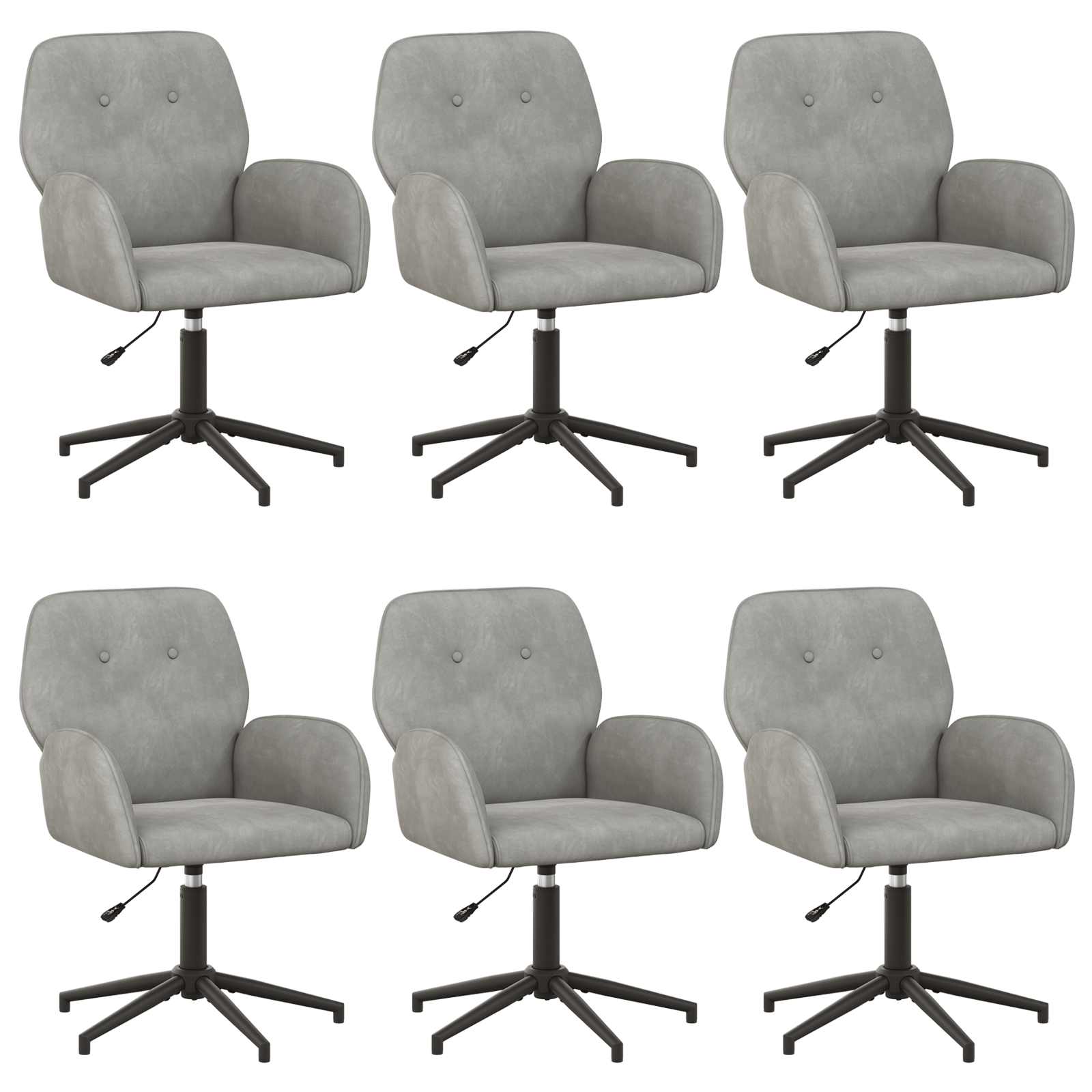 Draaiende Bureaustoelen 6 st 54 x 55 x 90 cm Lichtgrijs fluweel