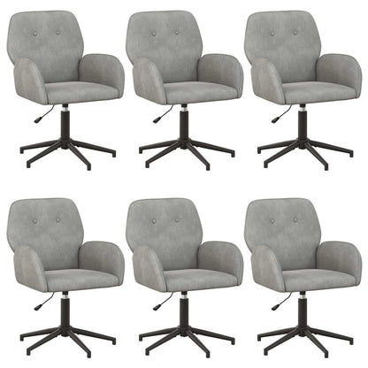 Draaiende Bureaustoelen 6 st 54 x 55 x 90 cm Lichtgrijs fluweel