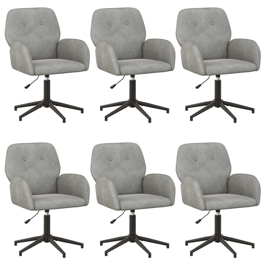 Draaiende Bureaustoelen 6 st 54 x 55 x 90 cm Lichtgrijs fluweel